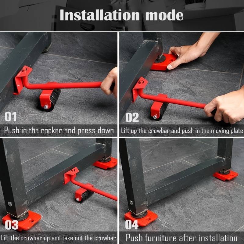 Kit de 4 piezas para levantar y mover muebles pesados - Levante hasta 150 kg sin esfuerzo