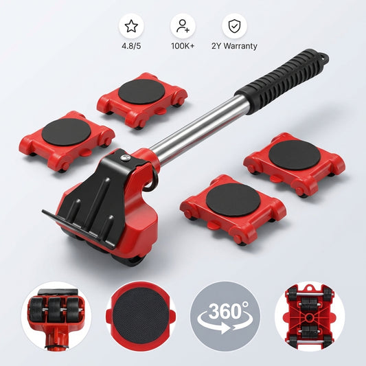 4-osainen raskaiden huonekalujen nosto- ja siirtosarja - Nosta jopa 150 kg vaivattomasti.